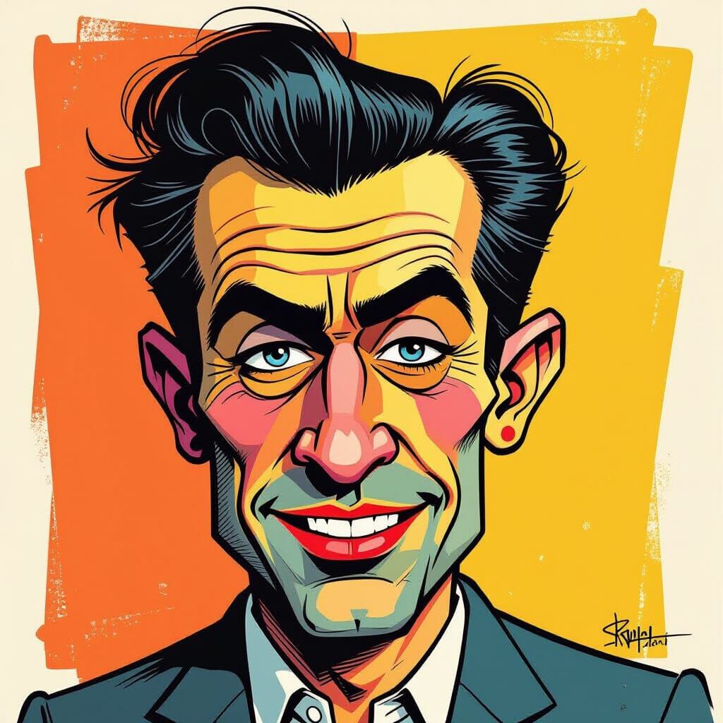 Vibrant Caricature with Exaggerated Features