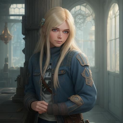 Young Woman Portrait in Fantasy Concept Art Style