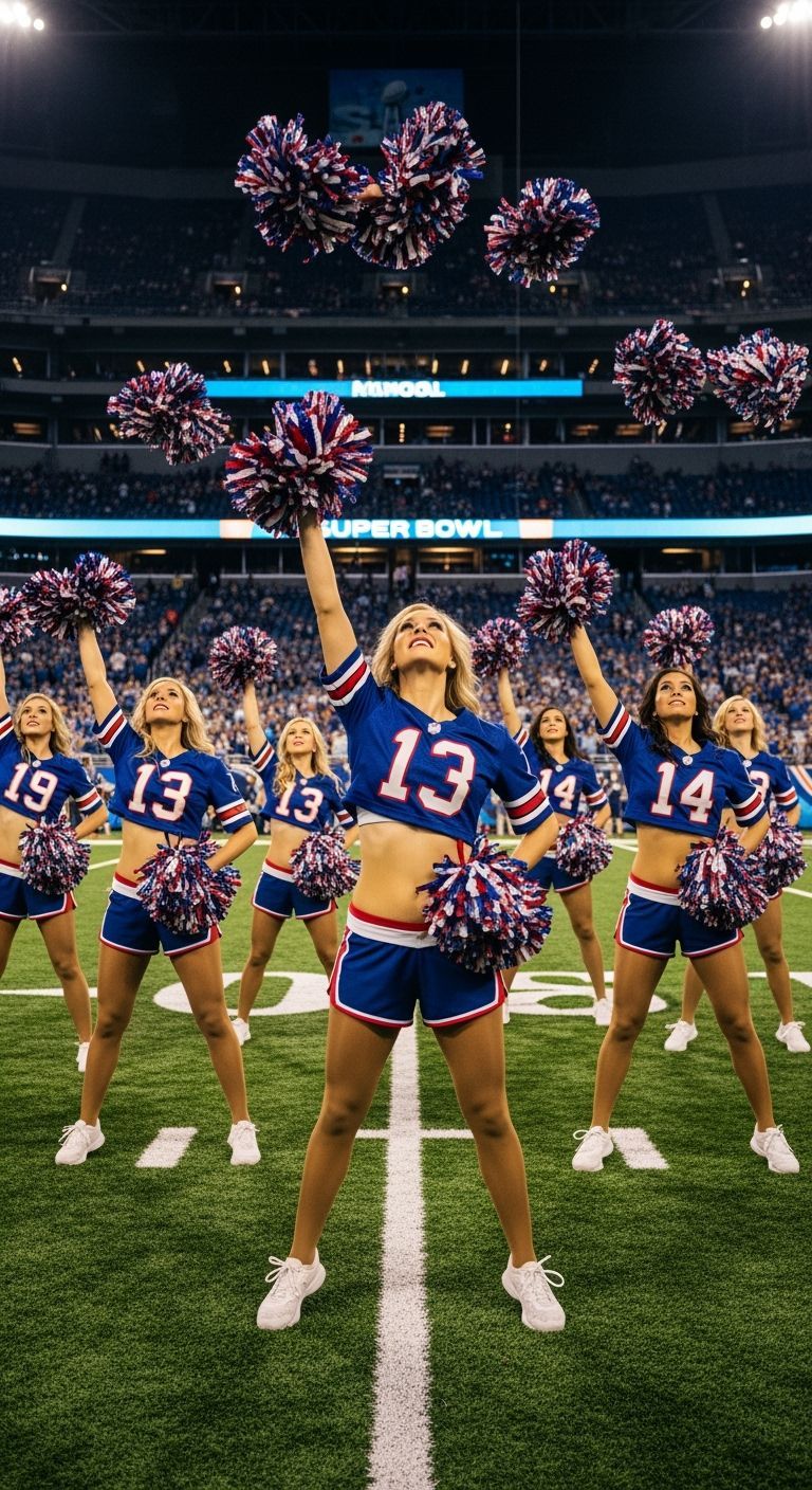 Cheerleaders Perform Before Superbowl in Photorealistic Styl...