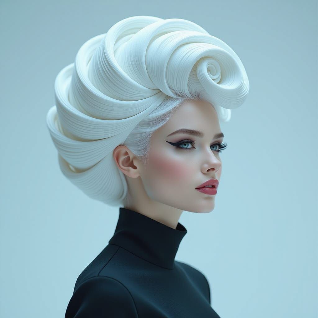 Futuristic Fashion Model with Architectural Hair, Editorial ...