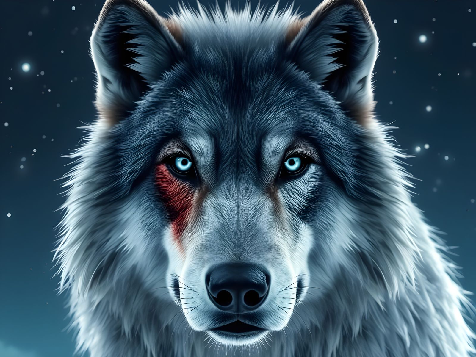 Majestic Silver Alpha Wolf Under Night Sky