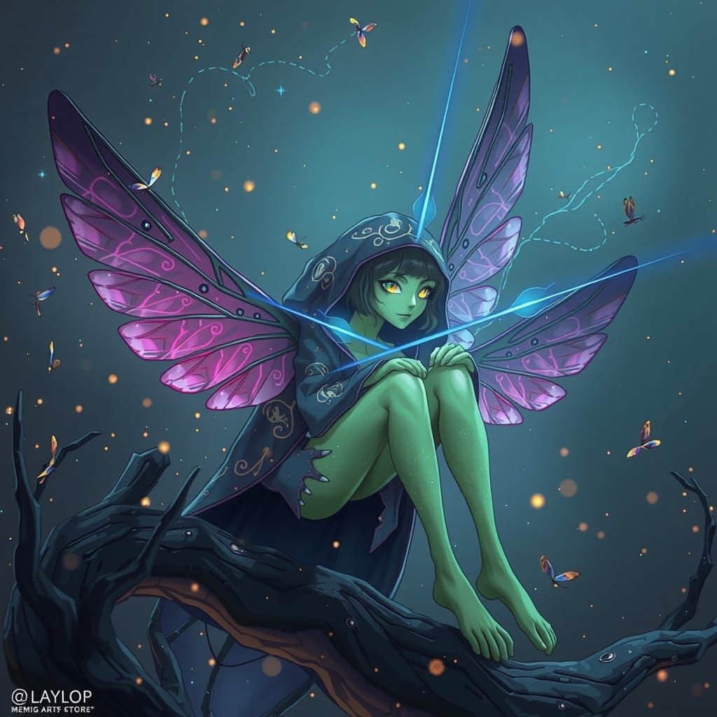 Ethereal Firefly Hero in Whirlpool Scene