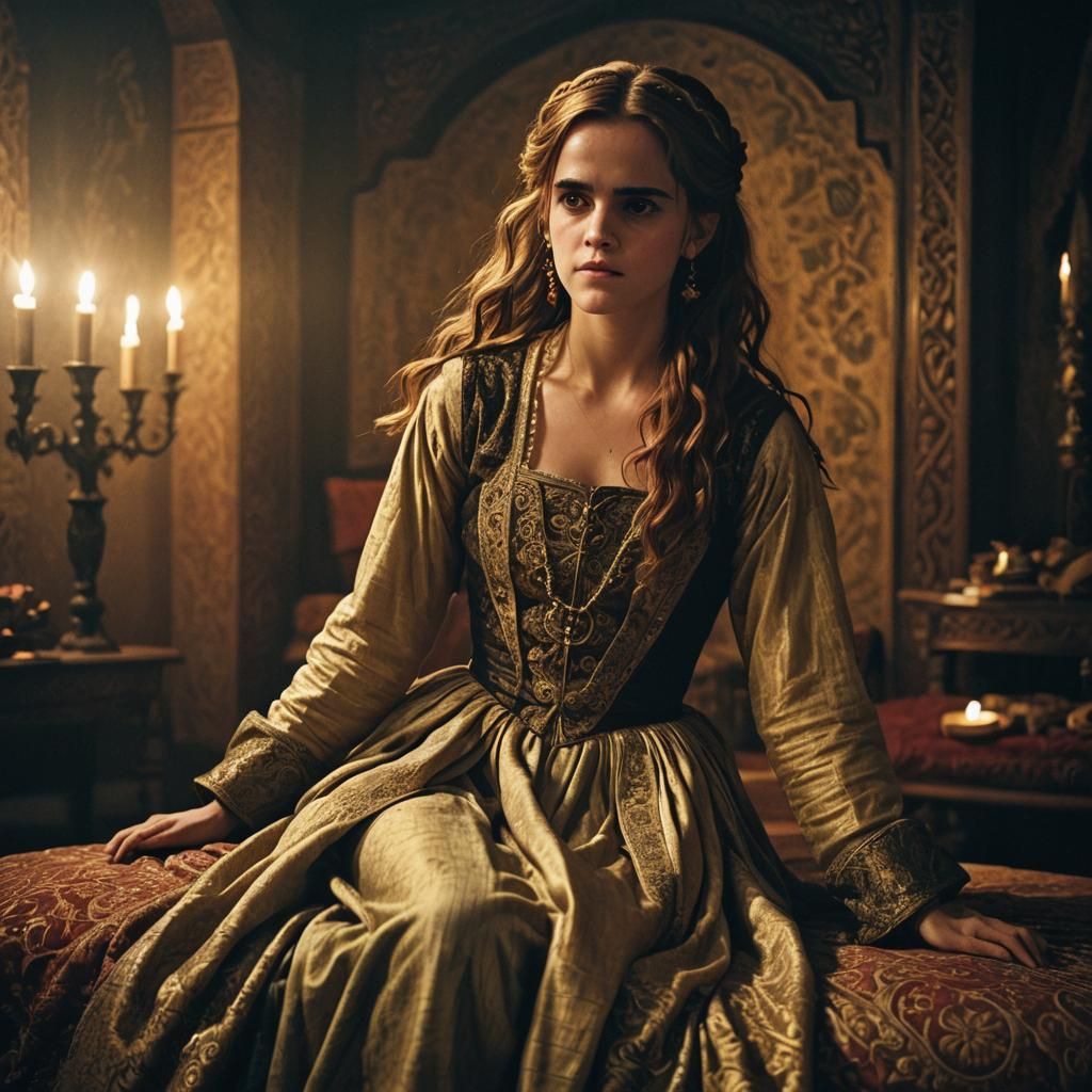 Ottoman Concubine in Candlelight: A Cinematic Still