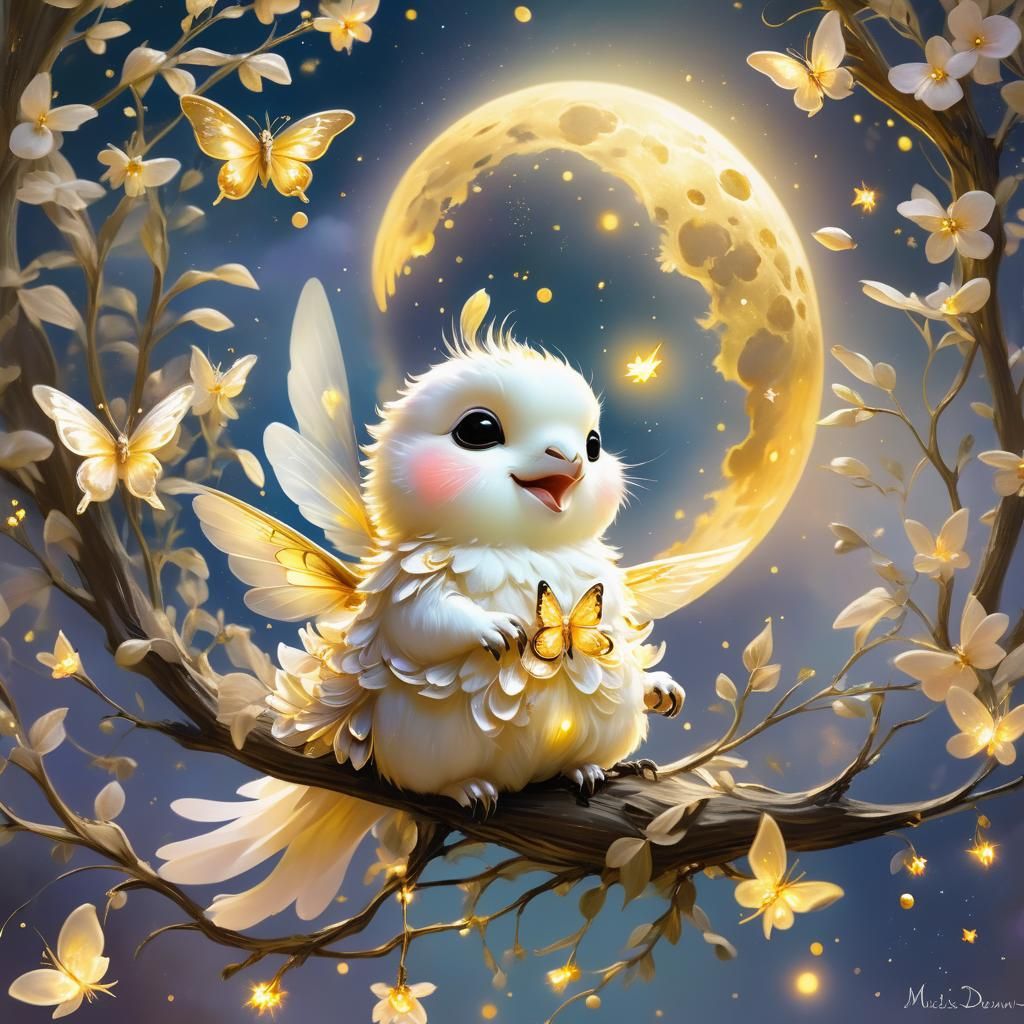 Golden Moon Fantasy Bird
