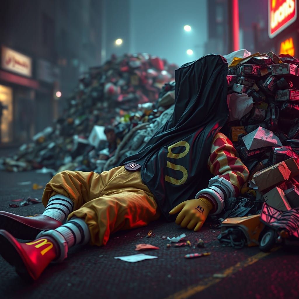 Ronald McDonald Abandoned in a Graveyard of Garbage