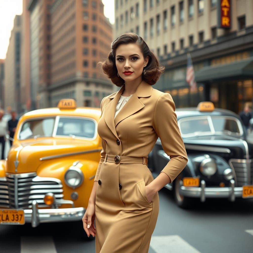 Elegant Woman in 1940s New York City