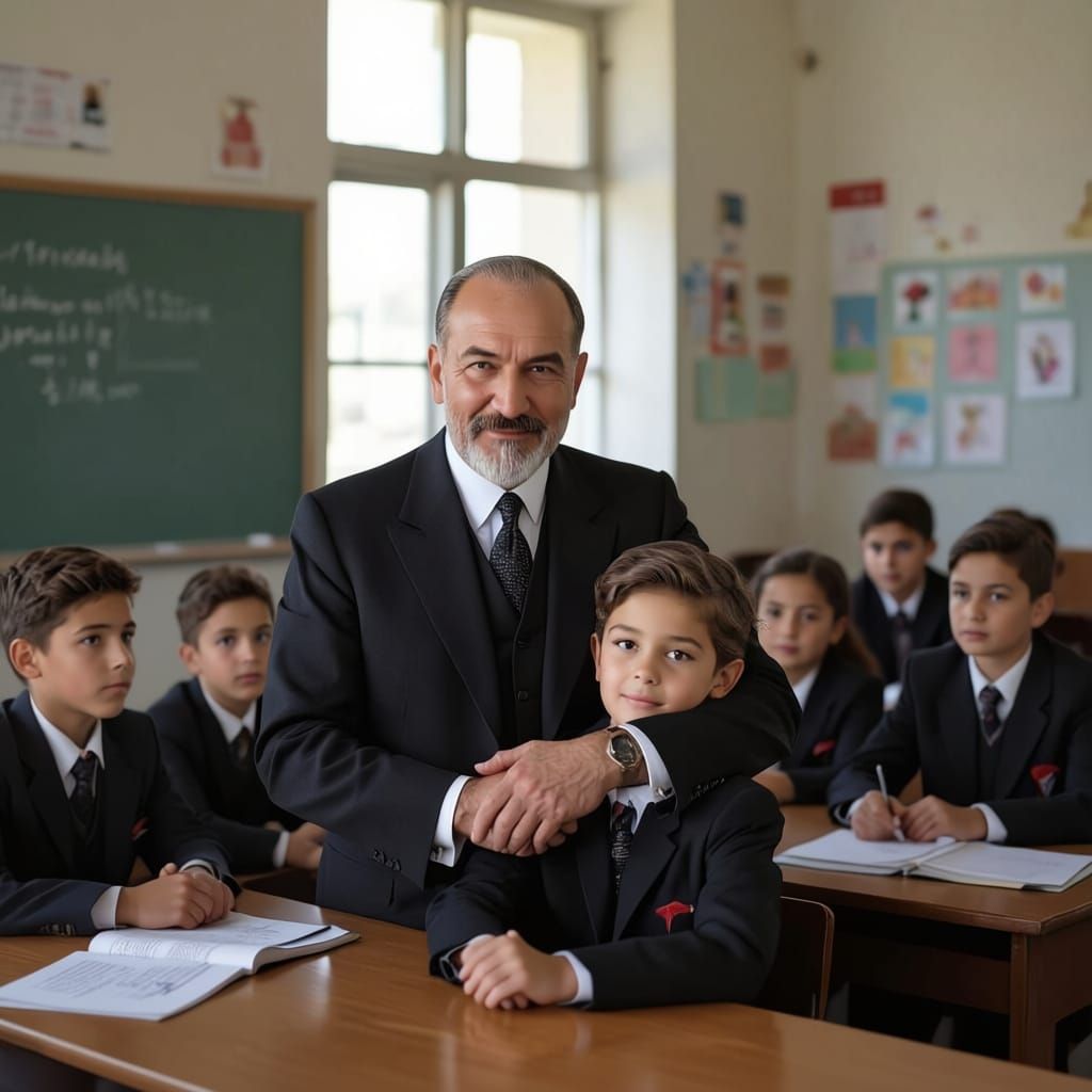 Mustafa Kemal Atatürk Embraces Children in Realistic 3D Phot...