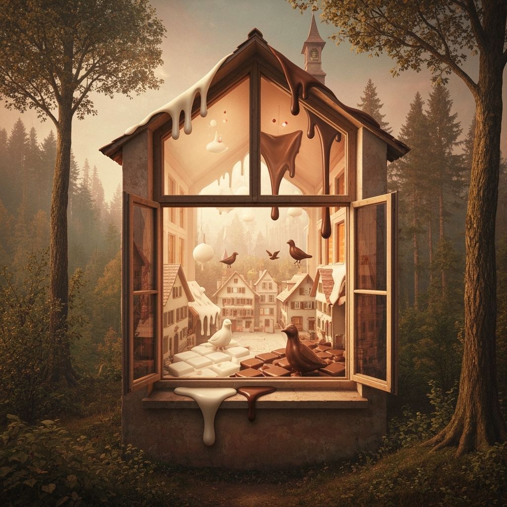Surreal Melting House with Chocolate Swiss Town