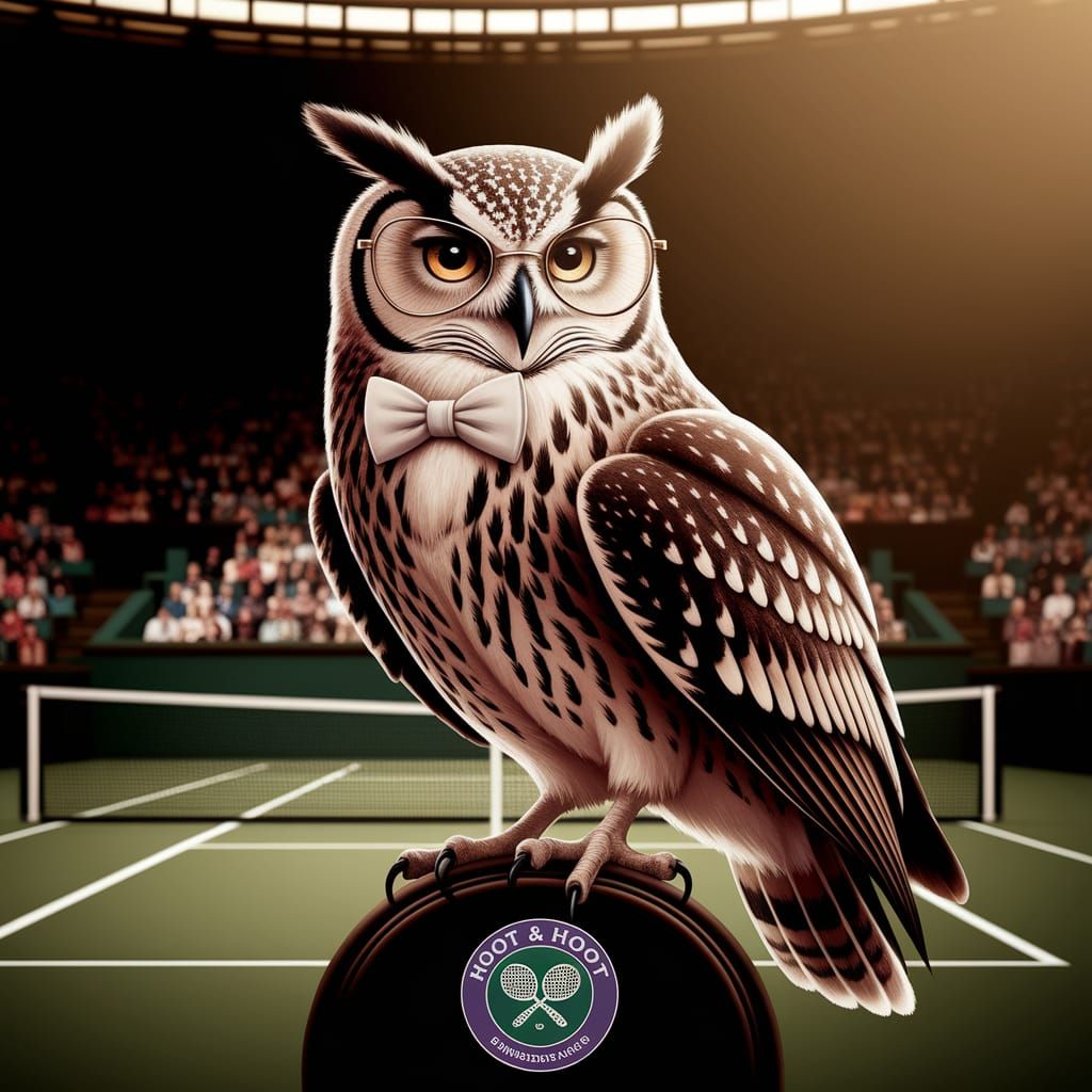 Owl Umpire at Wimbledon in Rockwell Style