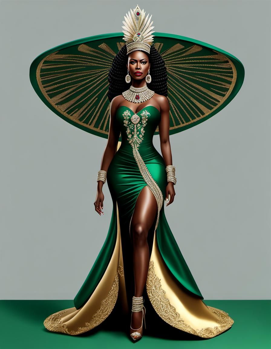 Colombian Beauty in Modern Dress with Emerald Rhinestones