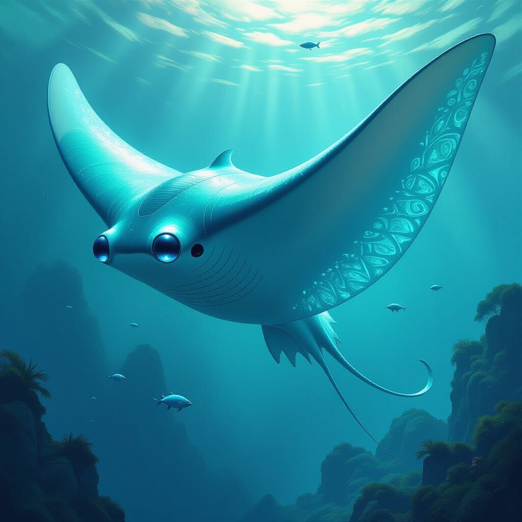Manta Ray Navigates Galaxy as Digital Art