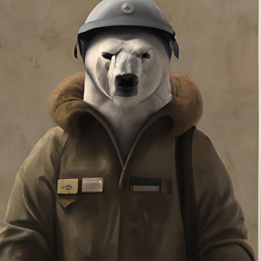 Realistic Polar Bear Soldier Portrait in 8k