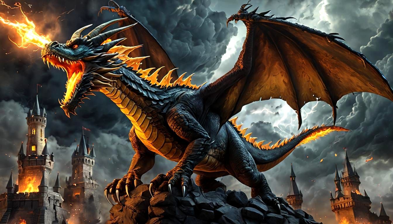 Meleys Dragon Ignites the Sky with Fire and Lightning