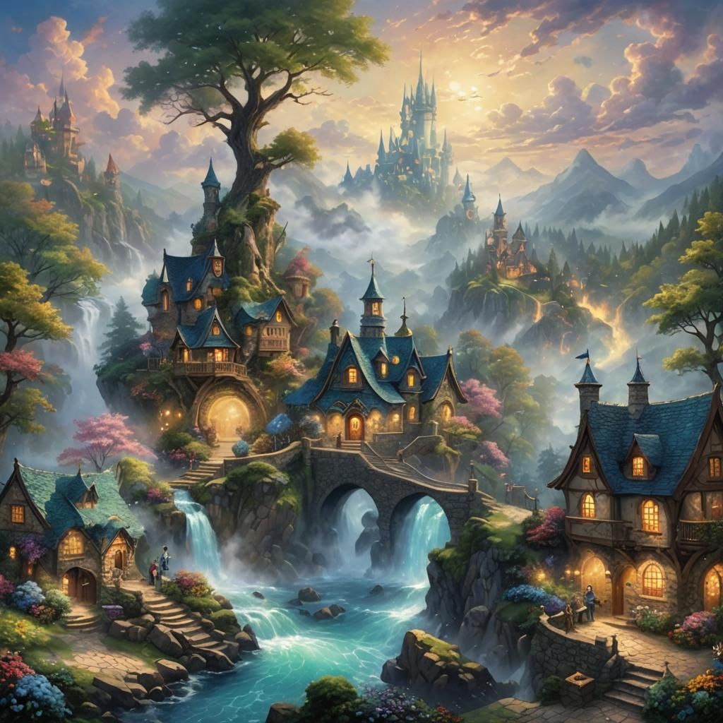 Ethereal Fantasy Fairy Tale in Kinkade Style