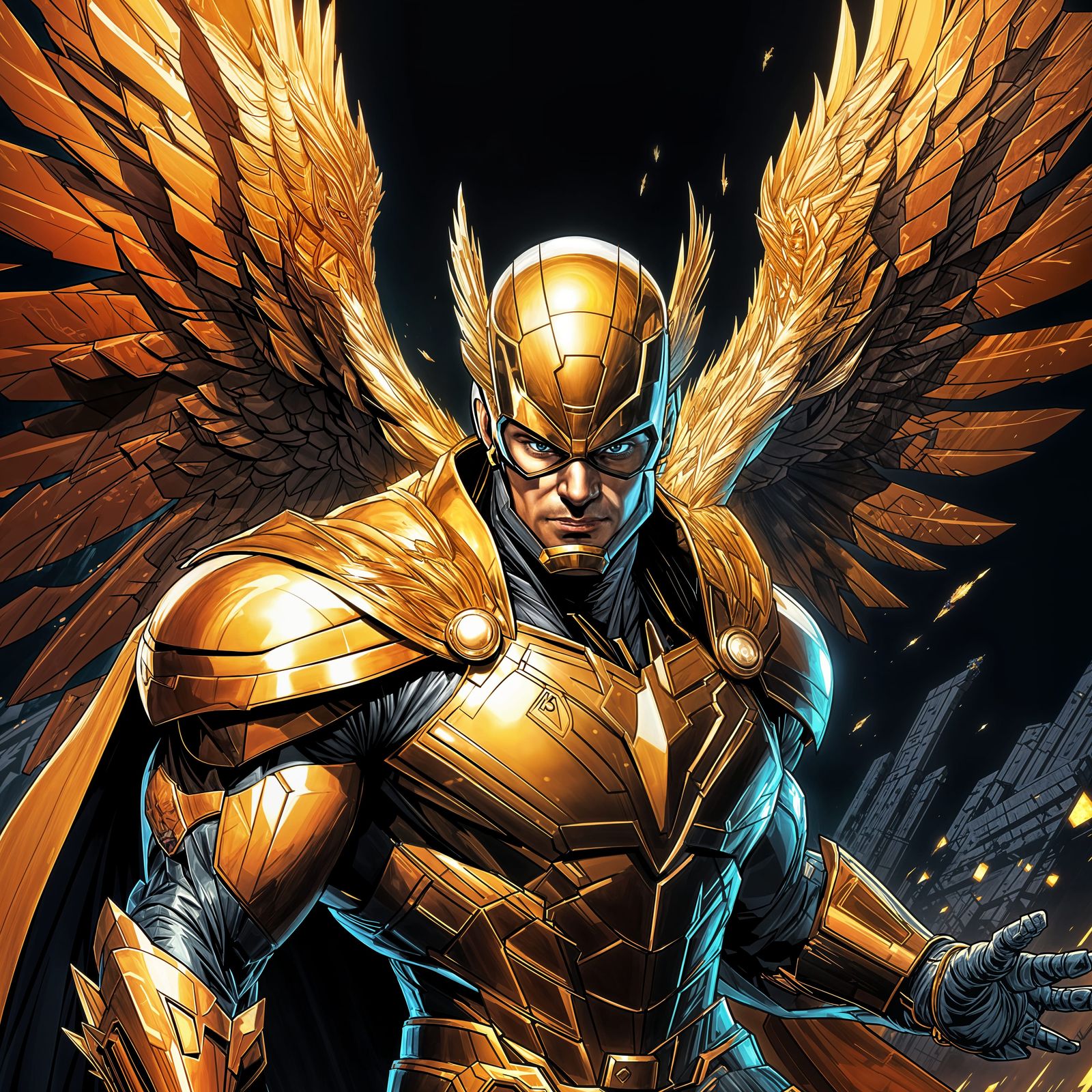 Chiseled Superhero with Majestic Wings