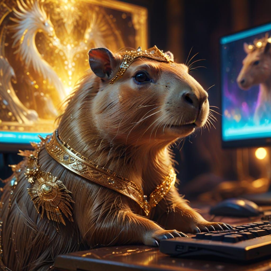 Capybara Gamer: Fantasy Portrait in Digital Art