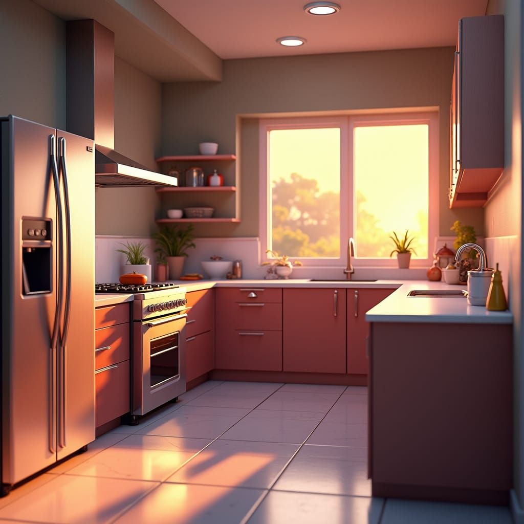 Sleek Modern Kitchen Radiates Warmth and Sophistication