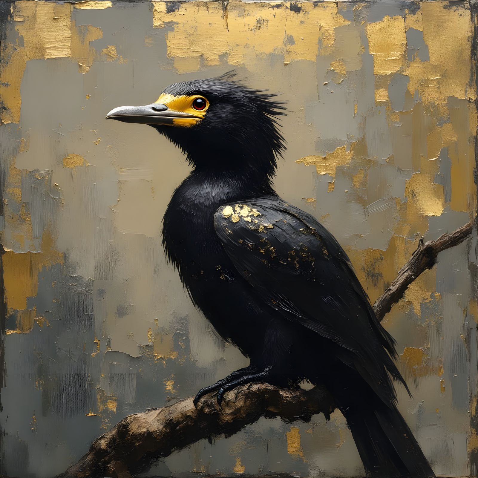 Black Cormorant with Gold Specks
