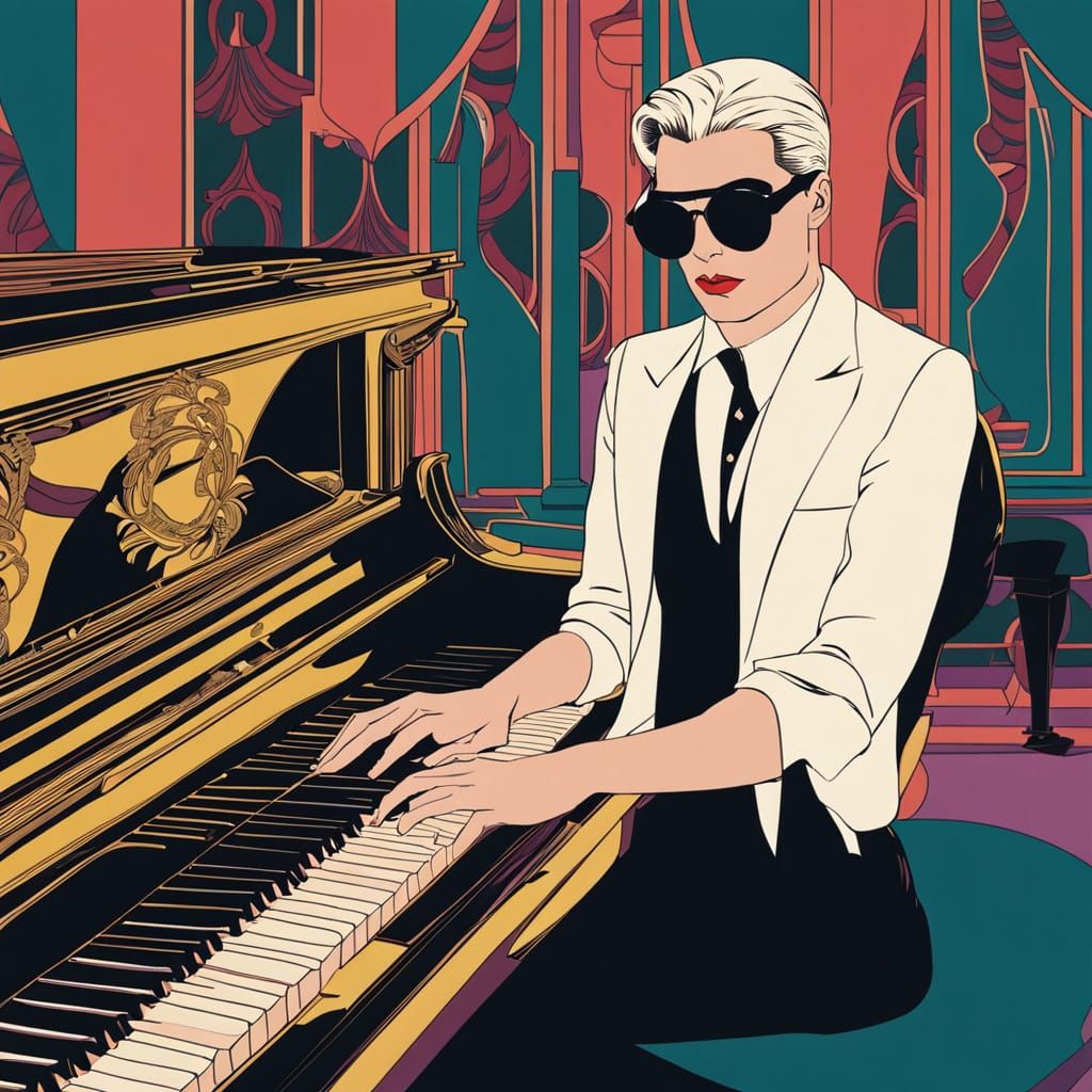 Man at Piano in Nagel Style