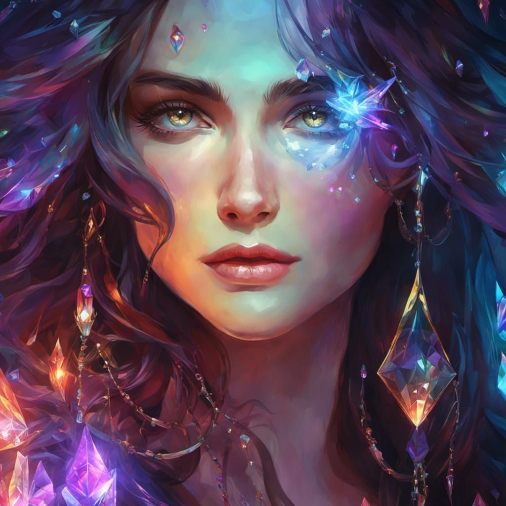 Crystalline Concept Art in Pre-Raphaelite Style