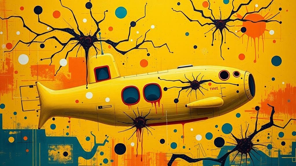 Surreal Yellow Submarine in Abstract Dreamscape
