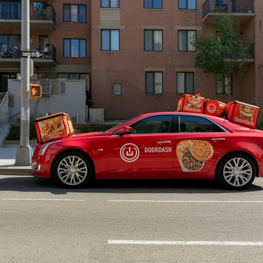 Red 2012 Cadillac Food Delivery Vehicle