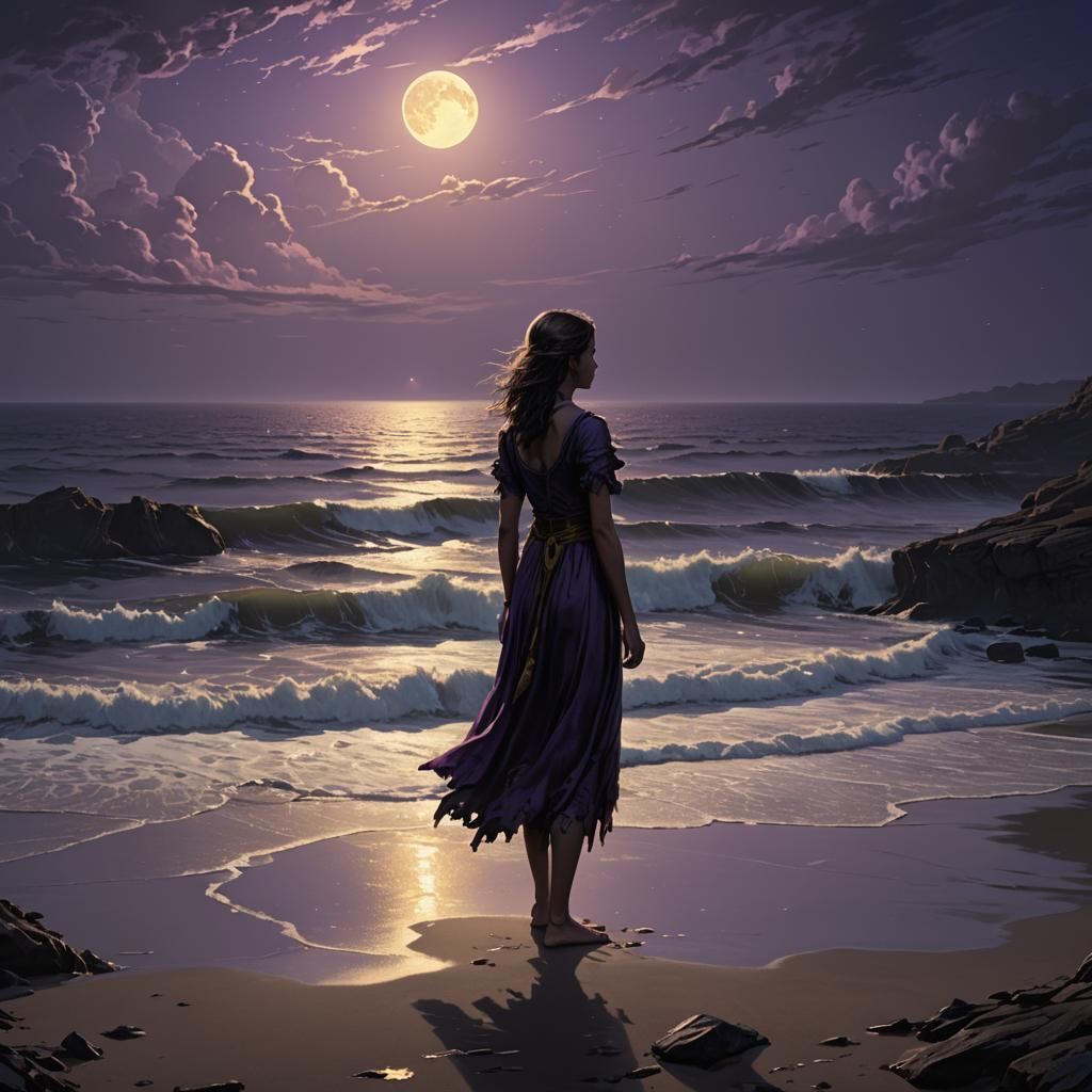 Moonlit Female Figure in Dark Fantasy Art