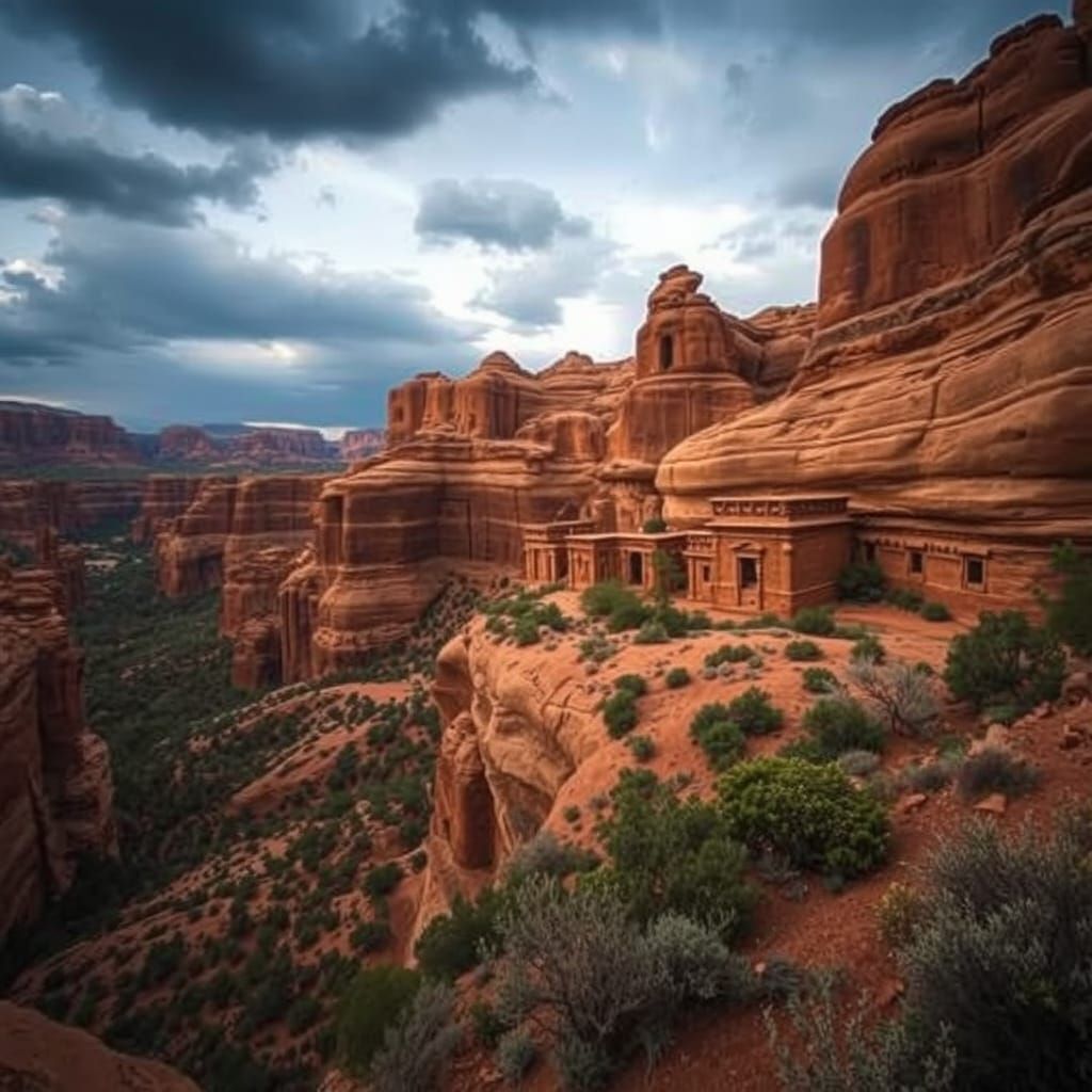 Ethereal Sandstone Cliffs Meet Ancient Navajo Ruins