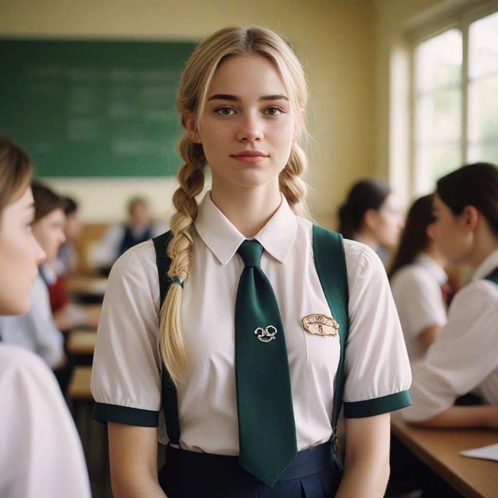 Elegant Young Man in Pastel-Colored School Uniform