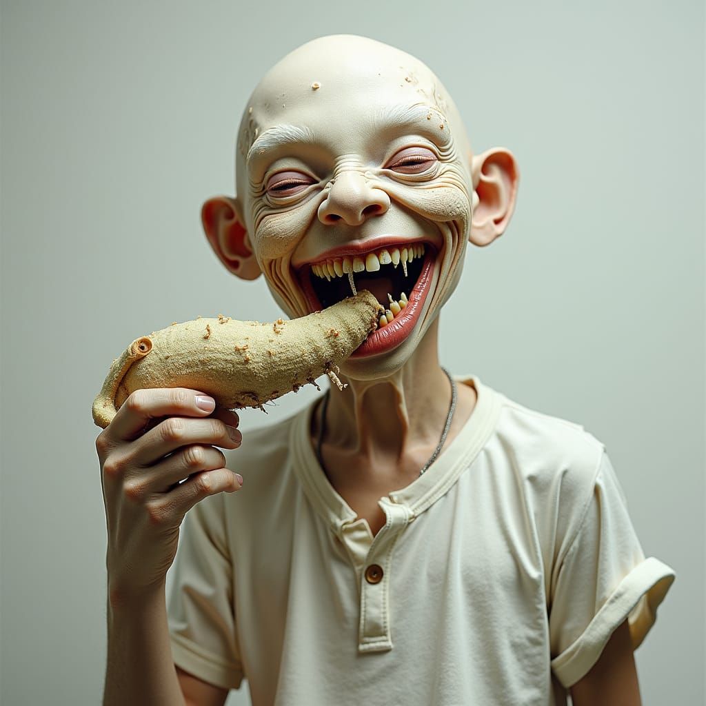 Disturbing Man with Larvae, Inspired by Dark Masters