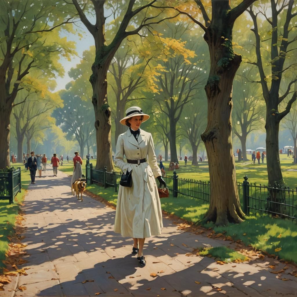 Park Walk in Classical Realism Style
