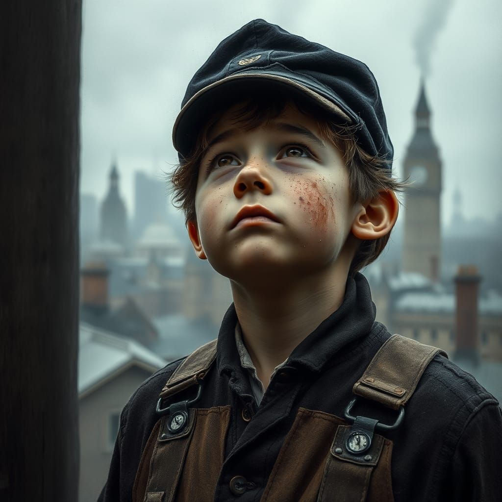 Chimney Sweep in Industrial London: Gritty Cinematic Aesthet...