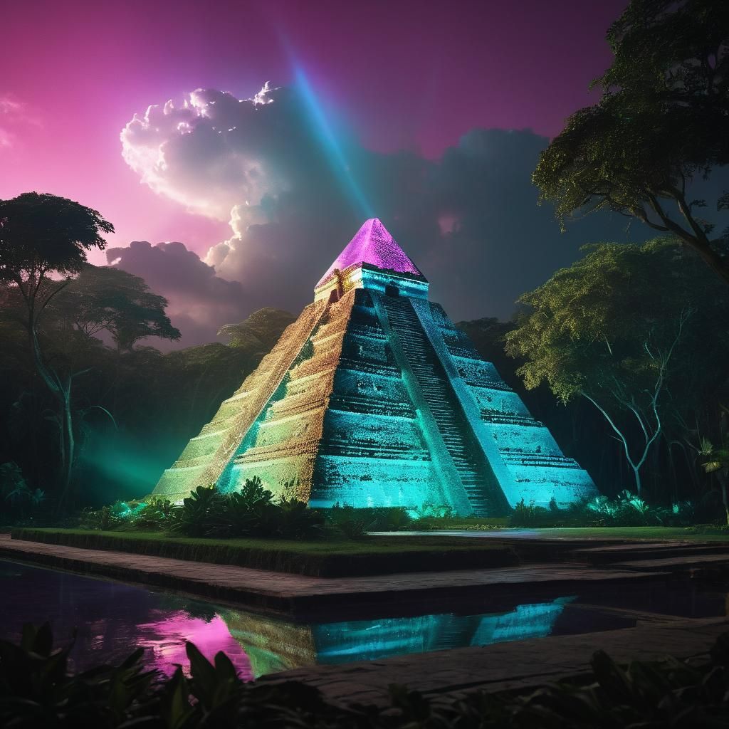 Holographic Pyramid Floats Above Yucatan Jungle