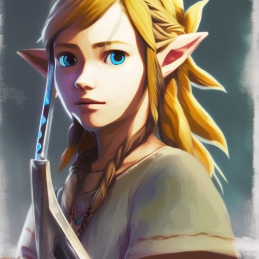 Princess Zelda Portrait in Gouache and Watercolor