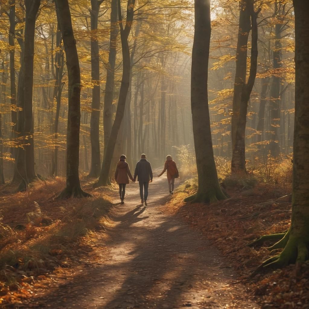 Couple in Autumn Forest: Cinematic Film Still