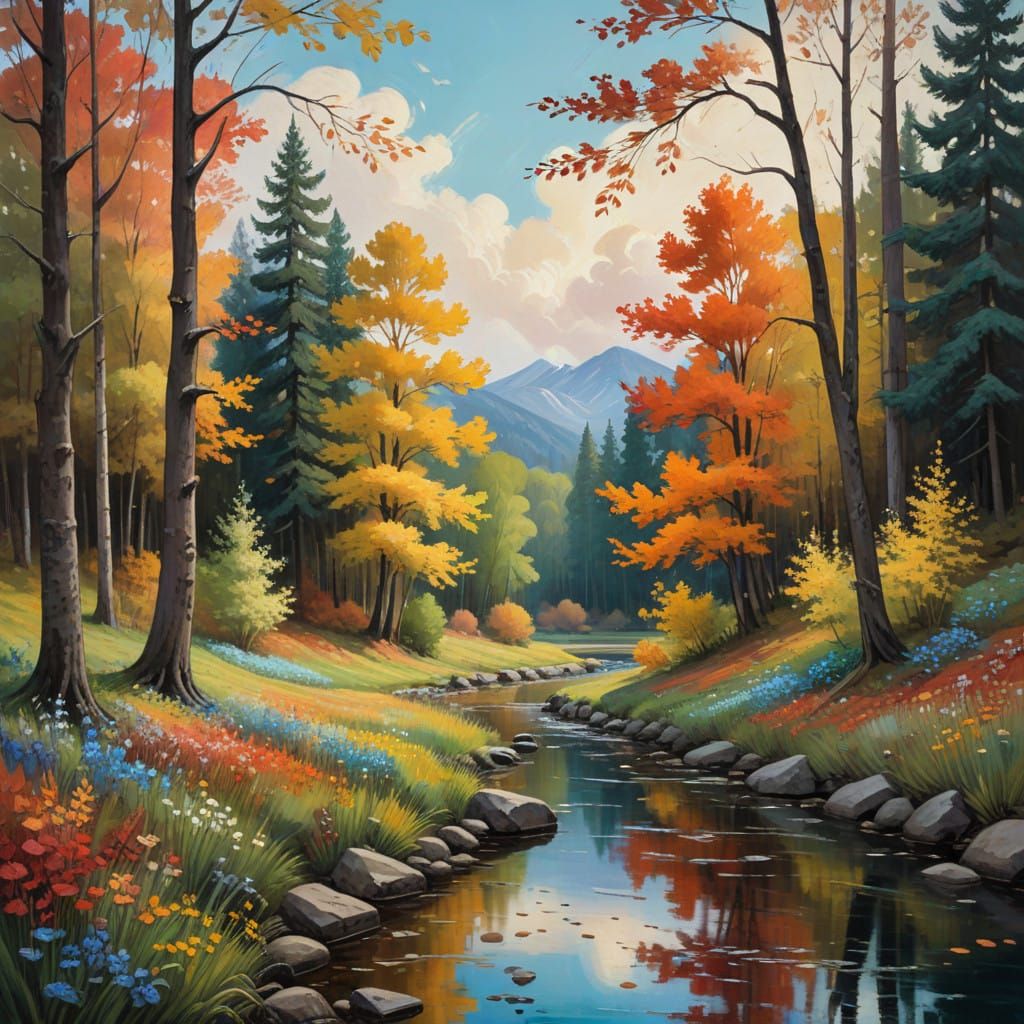 Autumnal Forest Dreamscape in Neo-Expressionist Style