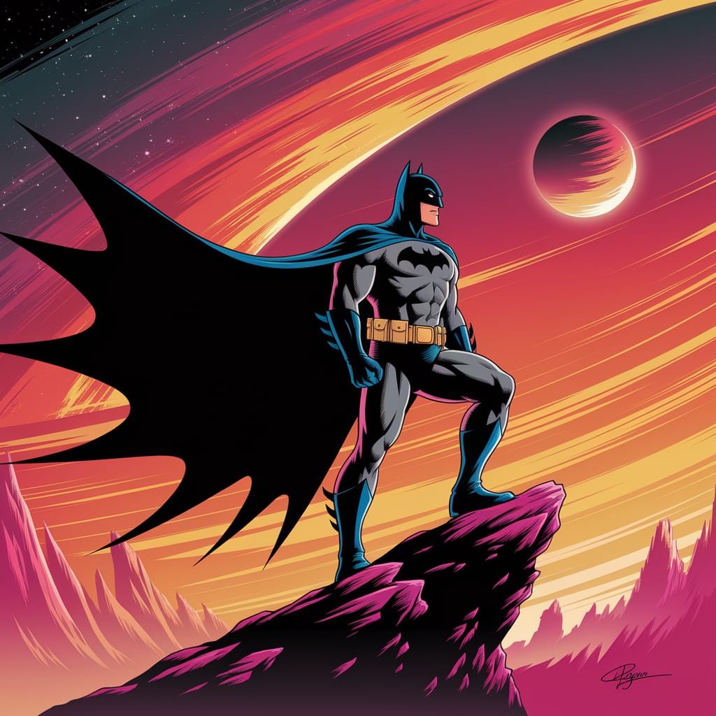 Batman Embarks on a Galactic Quest Under Warm Starlight