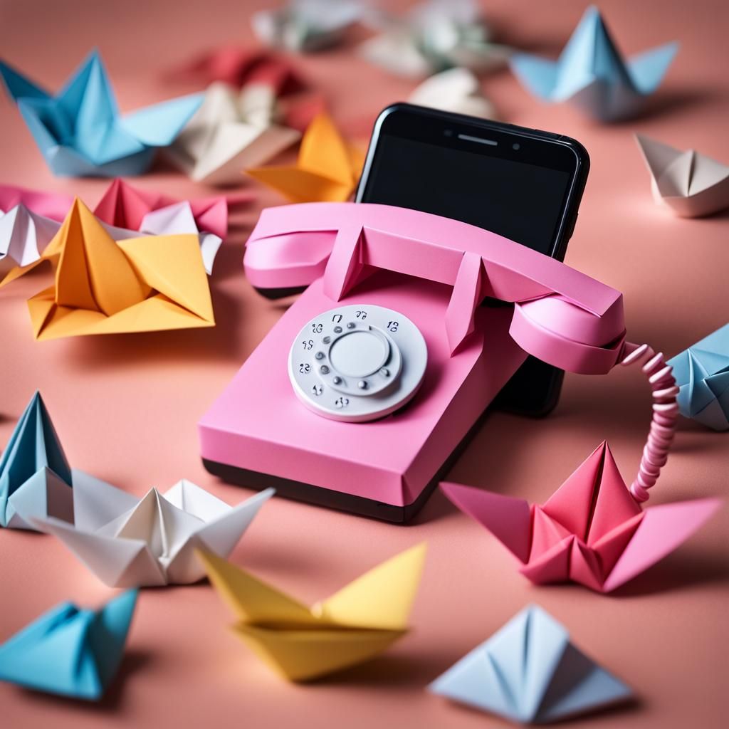Origami Phone Papercraft in 8K Resolution