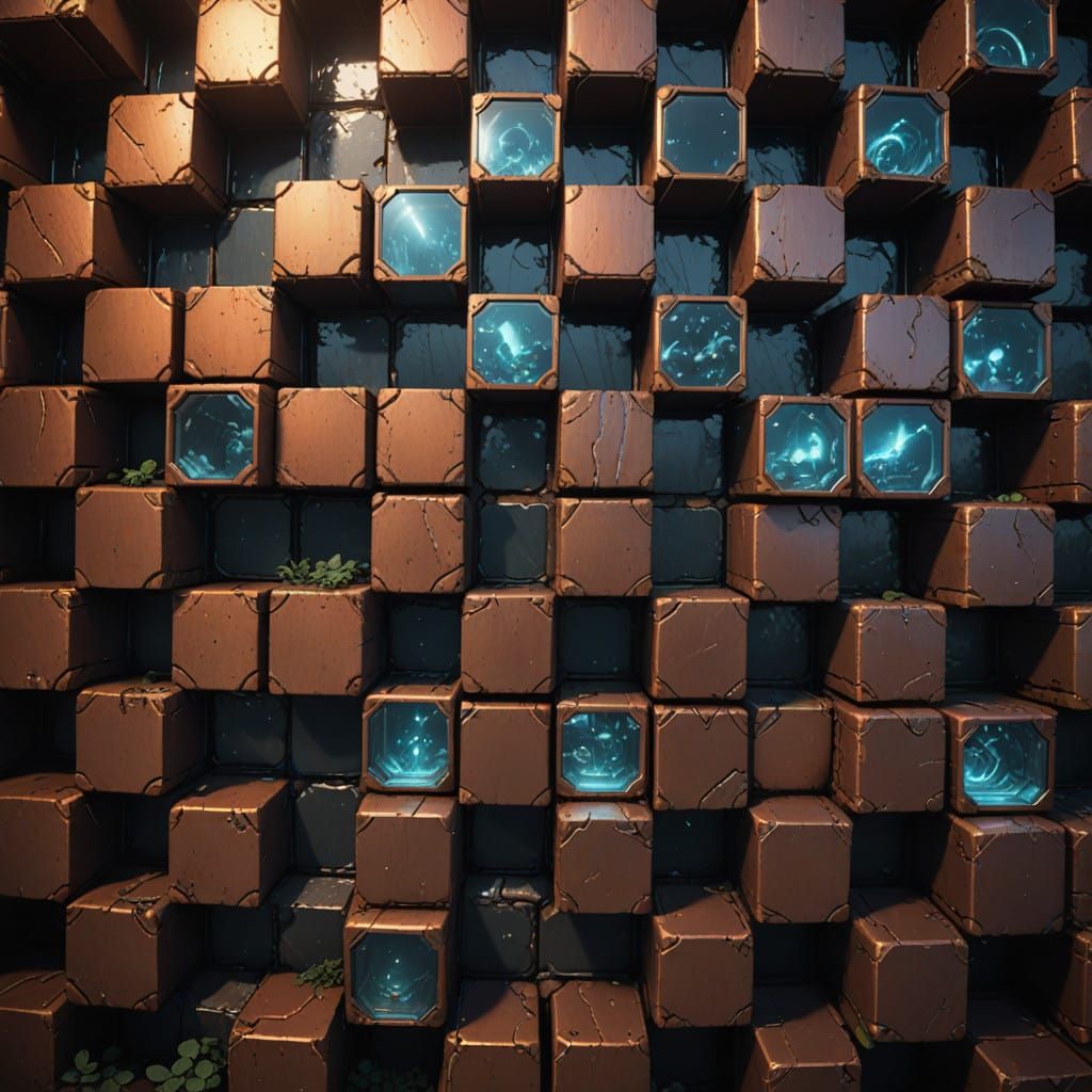 Mystical Copper Architecture in Dreamlike World