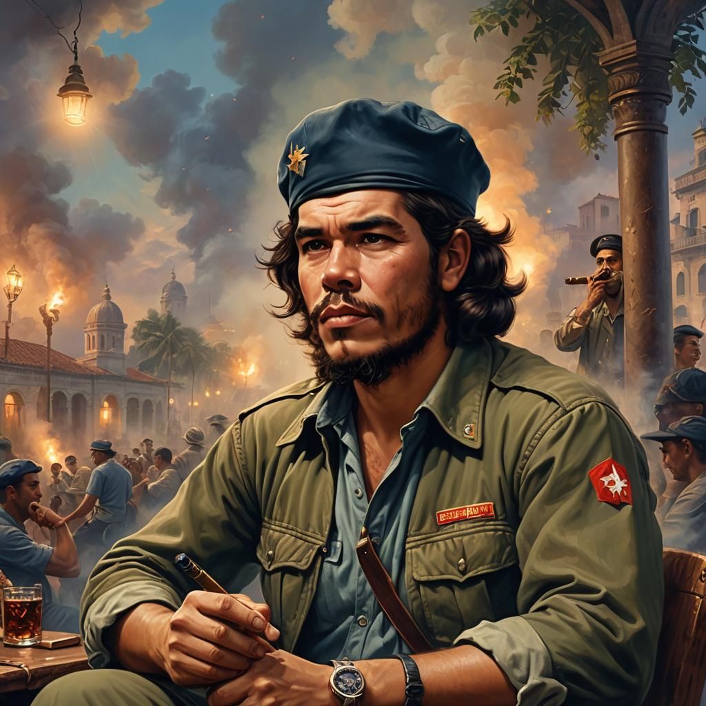 Humorous Che Guevara Illustration with Smartphone