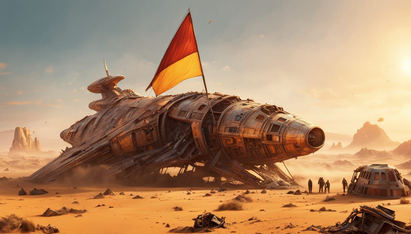 Desert Encampment Around Crashed Spaceship