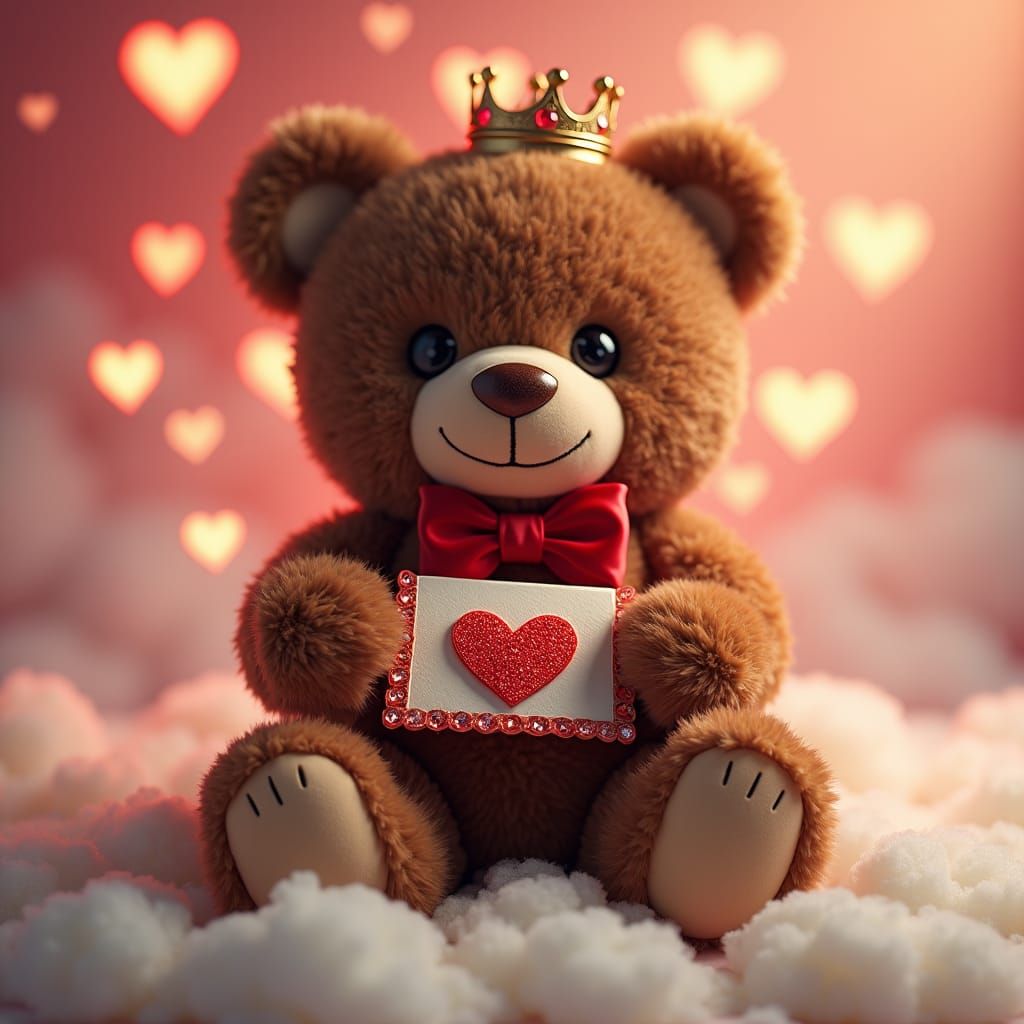 Cuddly Teddy Bear with Love Letter and Crown