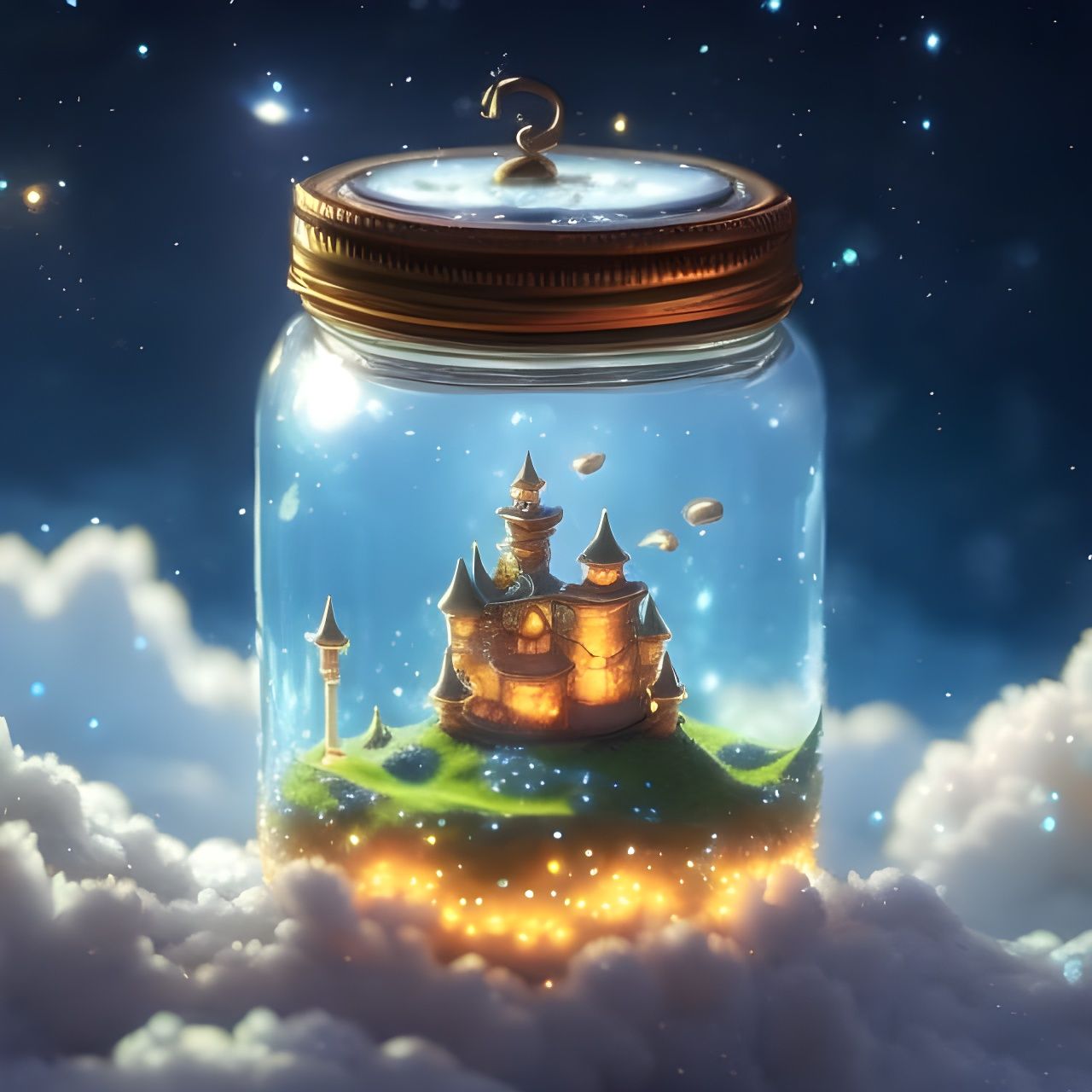 Fantasy Castle in a Jar: Dreamy Digital Art