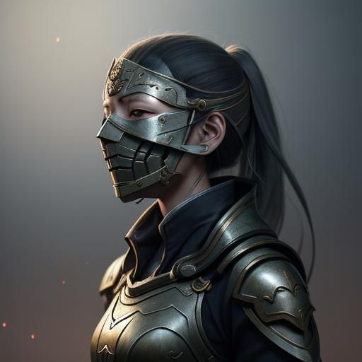 Woman in Iron Mask: Detailed 3D Anime Art