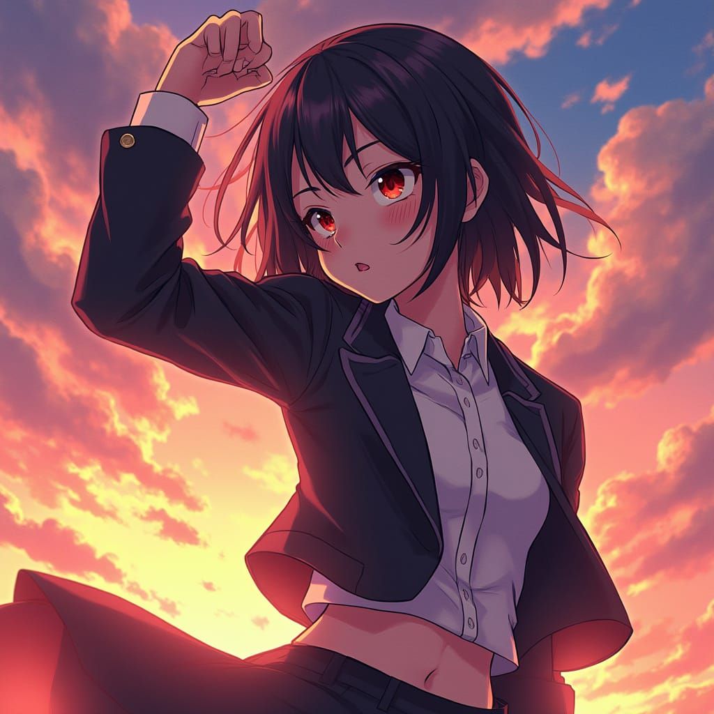 Tsukasa Tenma in Vibrant Manga-Inspired Heroic Pose