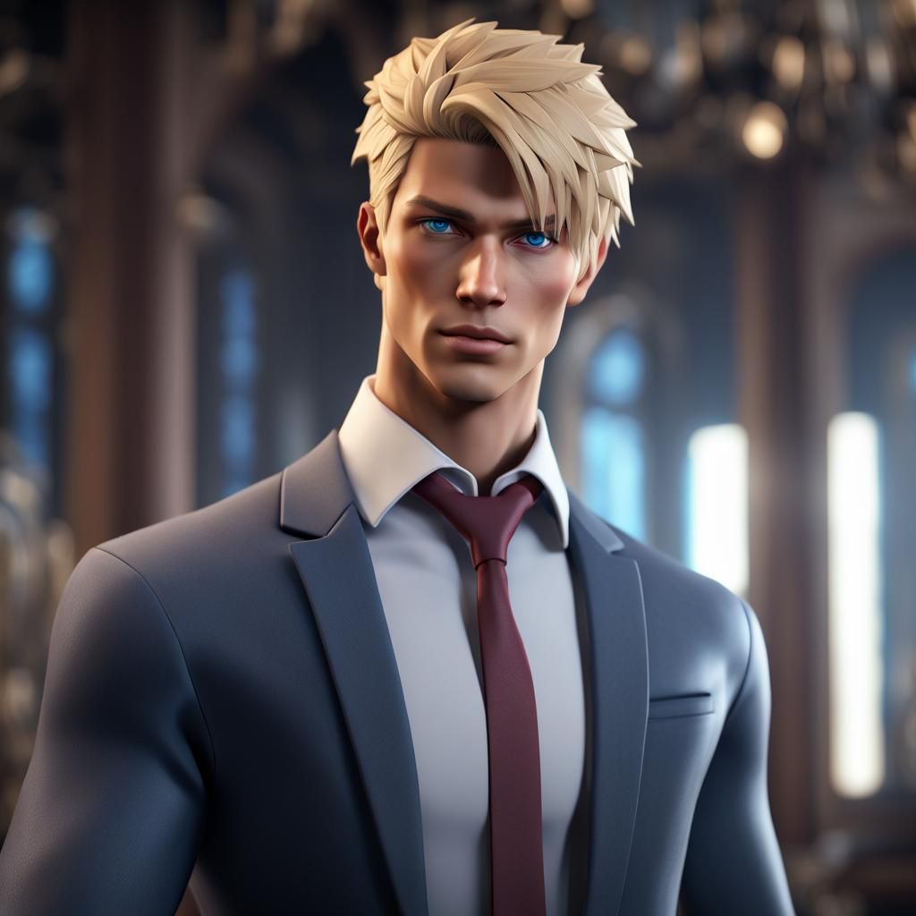 Handsome Businessman in 3D Anime Style