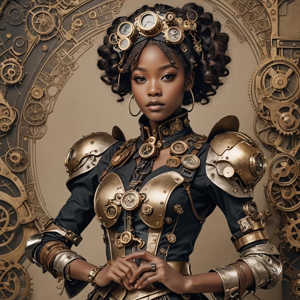 Steampunk K-Pop Idol on Vogue Cover: AI Essence