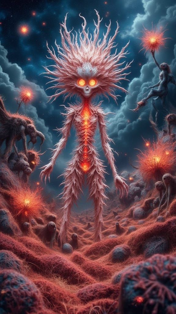 Psychedelic Papercraft Alien World with Ethereal Light