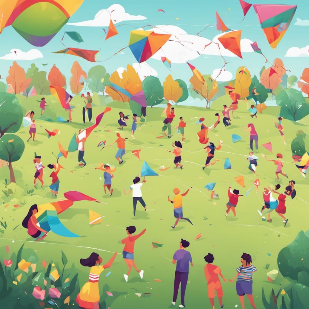 People Flying Kites in Grassy Field