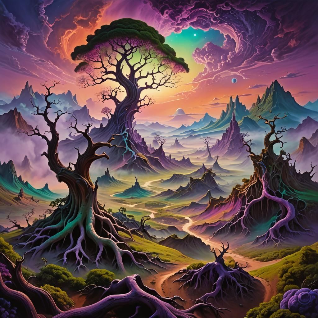Surreal Alien Landscape Painting in Dali Style